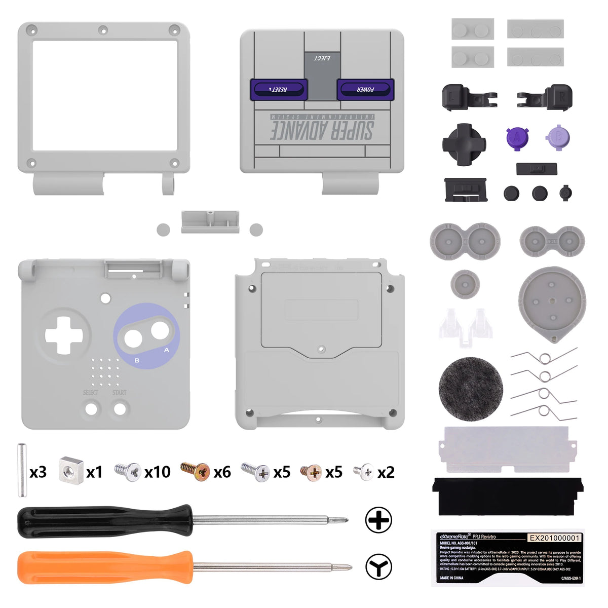 eXtremeRate IPS Ready GBA SP Shell - Classic NES/FC/SNES Style