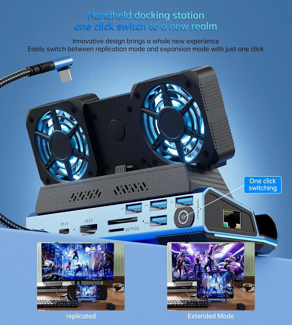 13-in-1 Steam Deck Dock for MSI Claw 8 EX AI+, Dual Fans, 4K60