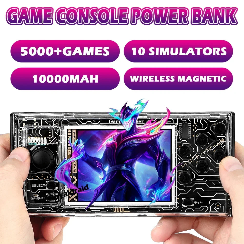 A10 Handheld Game Console and 10000mAh Power Bank, 2-in-1