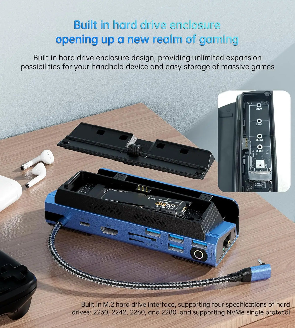 13-in-1 Steam Deck Dock for MSI Claw 8 EX AI+, Dual Fans, 4K60