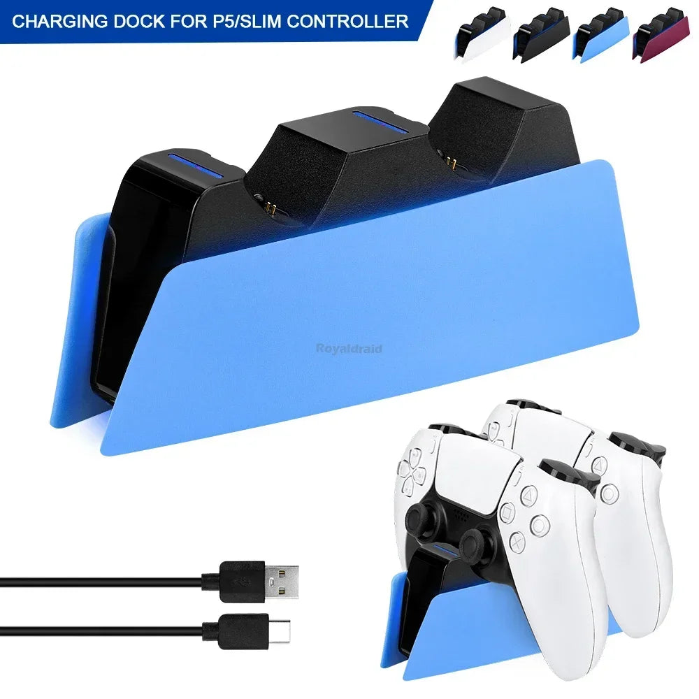 5 COLORS For PS5 Controller Charging Dock Dual Fast Charger Station for PS5 Type-C & PS5 Edge Game Controller w LED Indicator