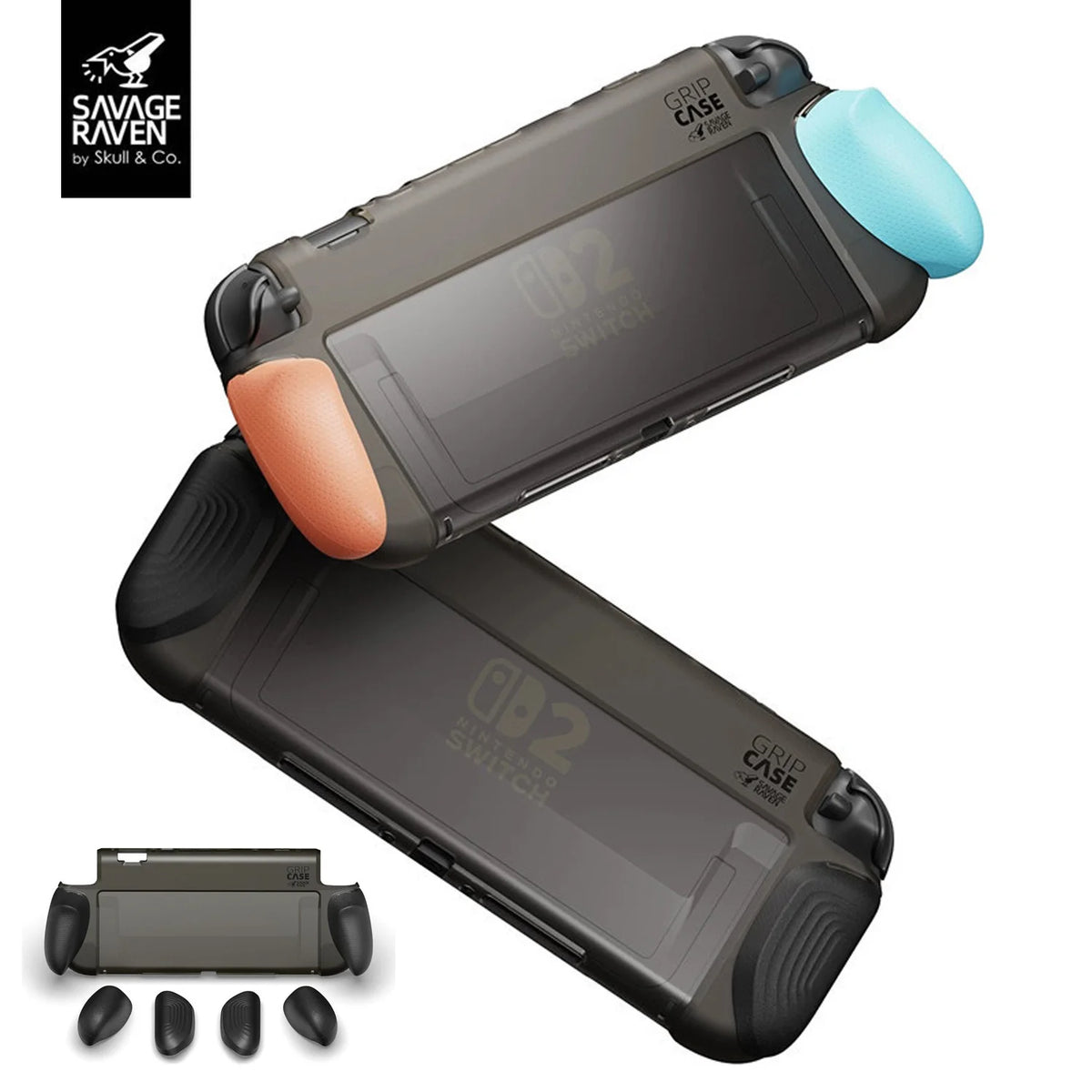 Savage Raven by Skull & Co. for Nintendo Switch 2 Grip Case with Replaceable Ergonomic Grip Protective Case NS2 Game Console