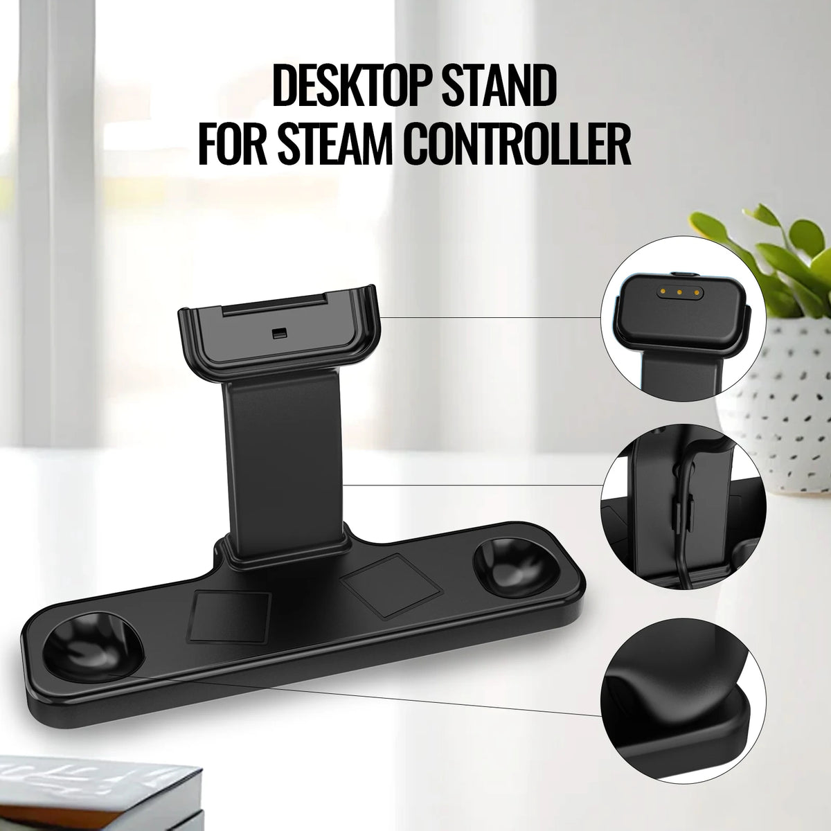 For Steam Controller 2 Charging Stand Magnetic PUCK Slot Tilted Display Anti-Tip Triangle Stable Desk Organizer Durable