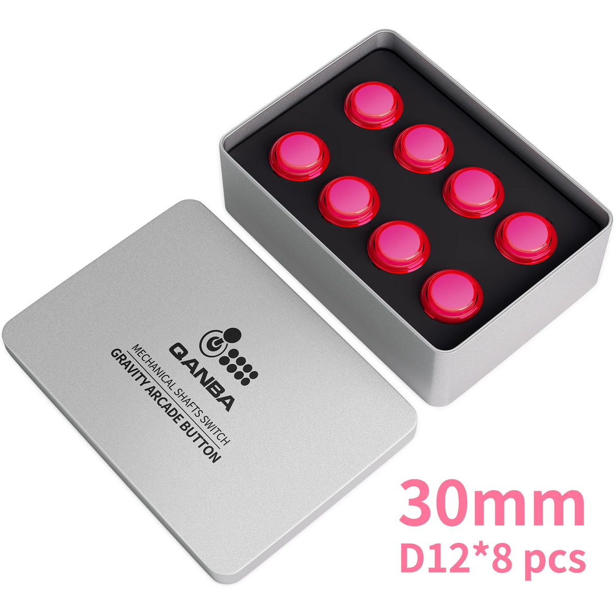 QANBA Gravity KS Arcade Buttons Mechanical Shafts Silent Pushbutton 30mm 24mm Snap-In Arcade Sticks DIY Parts (Boxed）