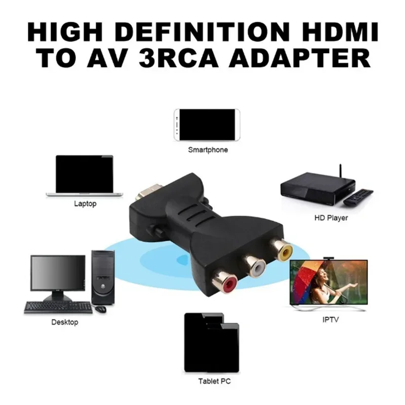 High Definition HDMI To 3RCA AV RCA Audio Video Converter Adapter Signal Transfer Connector For TV Game Player DVD Projector