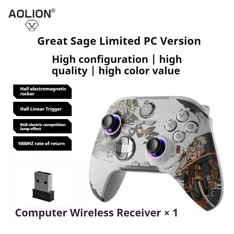 Aolion Gamepad Bluetooth Wired Hall Linear Trigger Vibration Sensation Ultra-Large Capacity Gaming Controller For Esports Player
