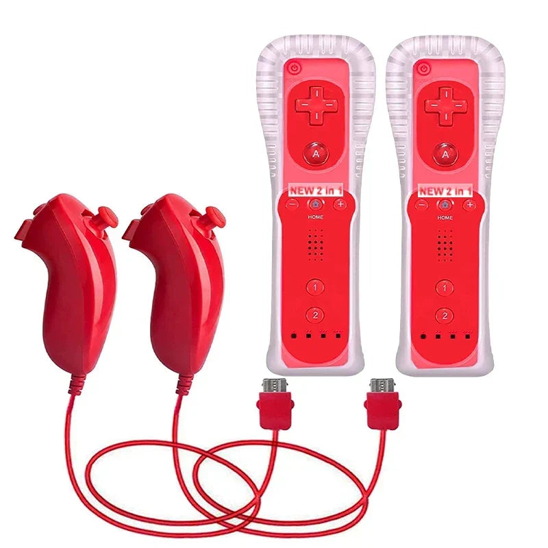 2 in 1 For Nintendo Wii Controller Set Optional Motion Plus Joystick Wireless Remote Gamepad with Silicone Case Video Game