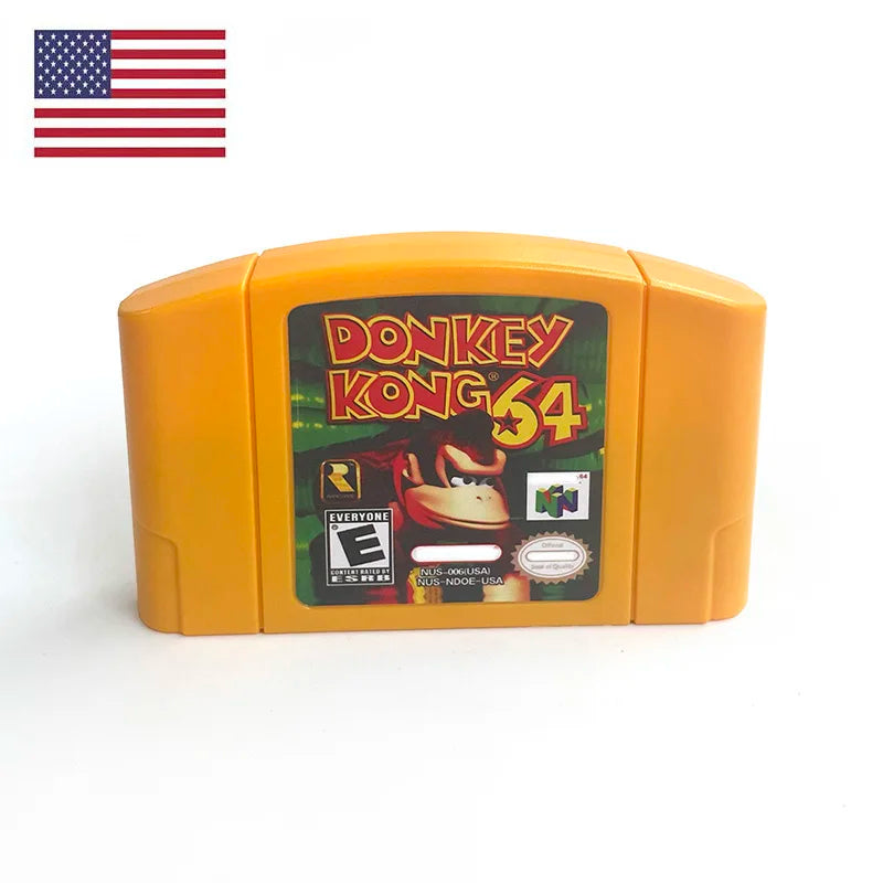 USA NTSC Version English Yellow Shell DonkeyeD KONG 64 Retro Video Game Consoles 64bit Game Cartridge for N64