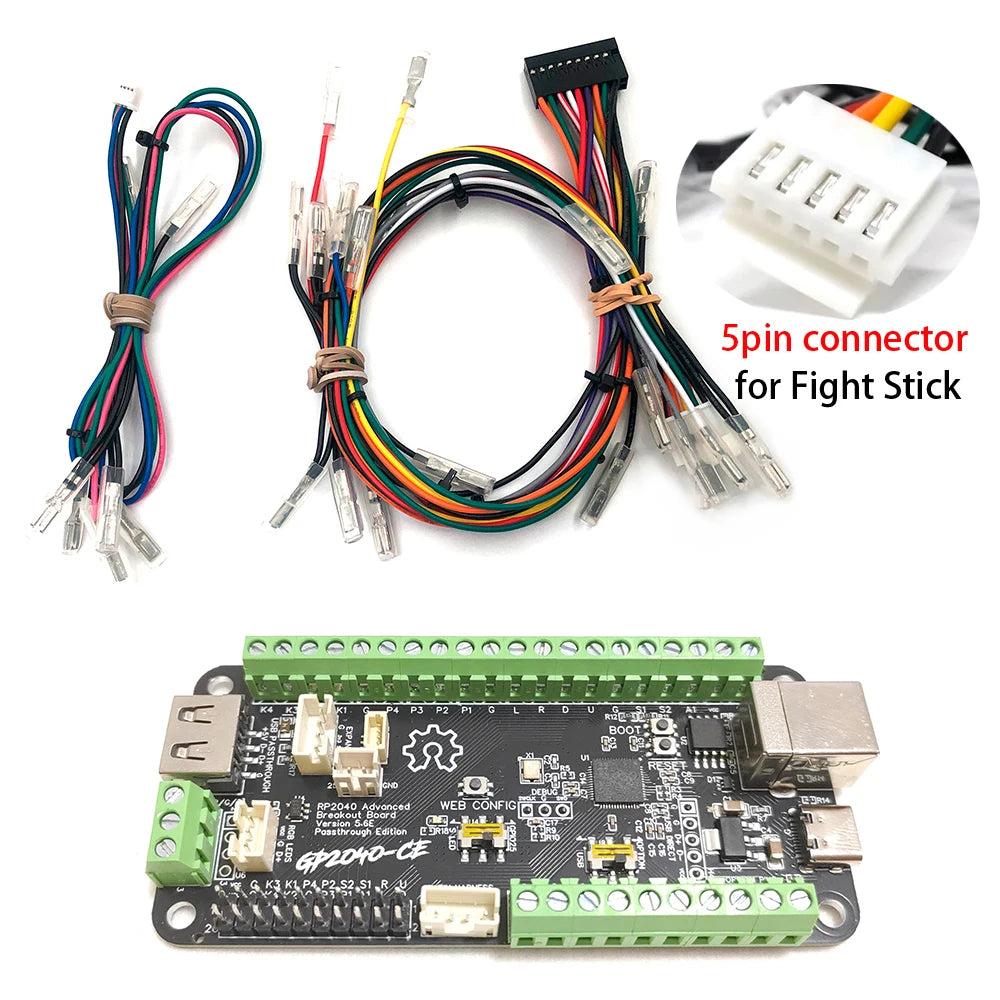 GP2040 Advanced Breakout Board USB Passthrough Fighting Board for Arcade Hit box DIY Fighting Stick Work For PC PS4