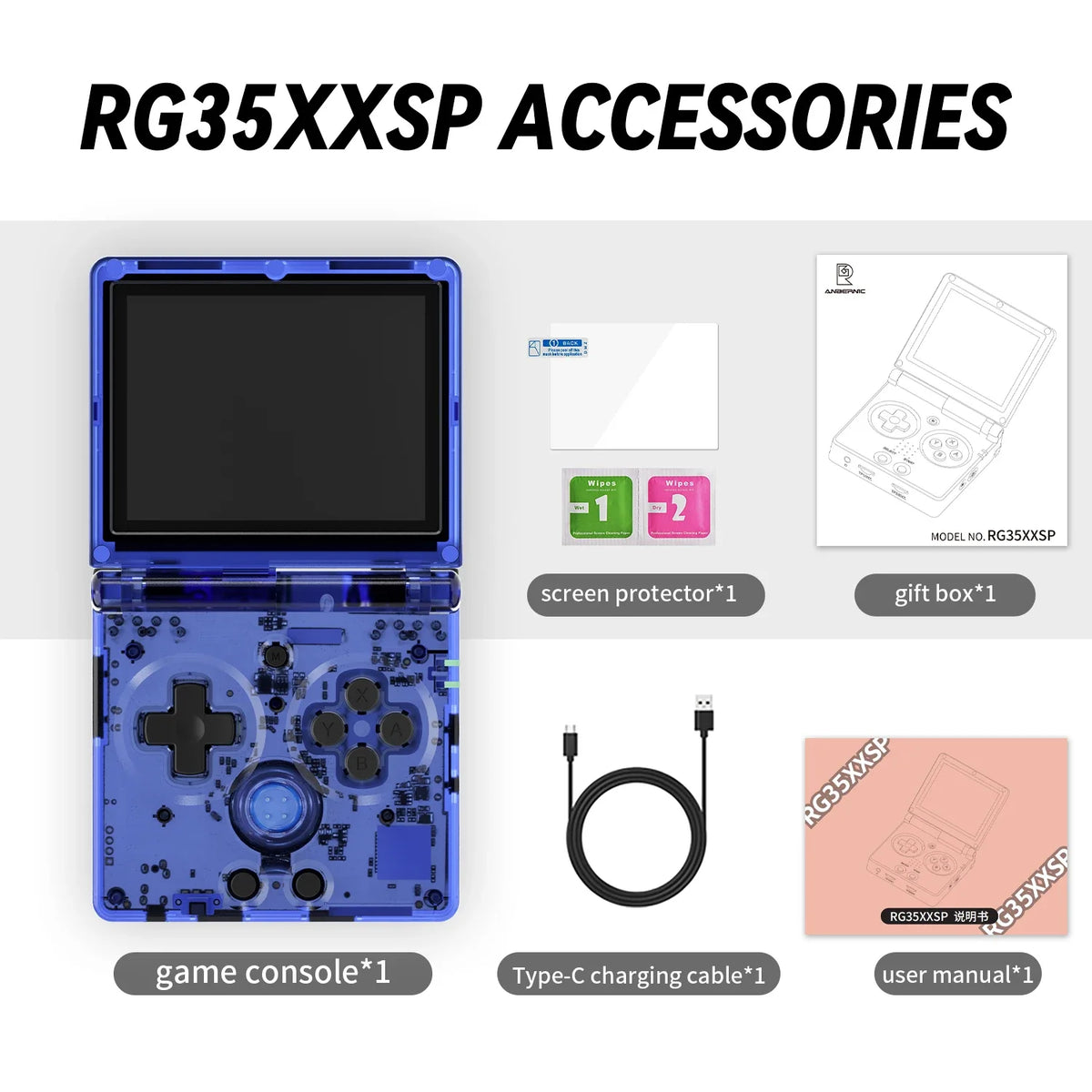 ANBERNIC RG35XXSP Flip Retro Handheld, 3.5 Inch IPS, 64G 5K Games