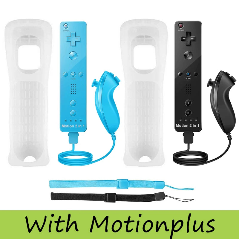 Controller Set For Nintendo Wii/Wii U 2 in 1 Wireless Remote Gamepad Joystick Optional Motion Plus Silicone Case Gaming Control