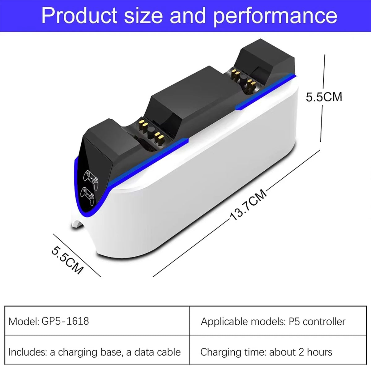 VGBUS Dual Charging Dock for PS5 Wireless Controller, USB Type-C