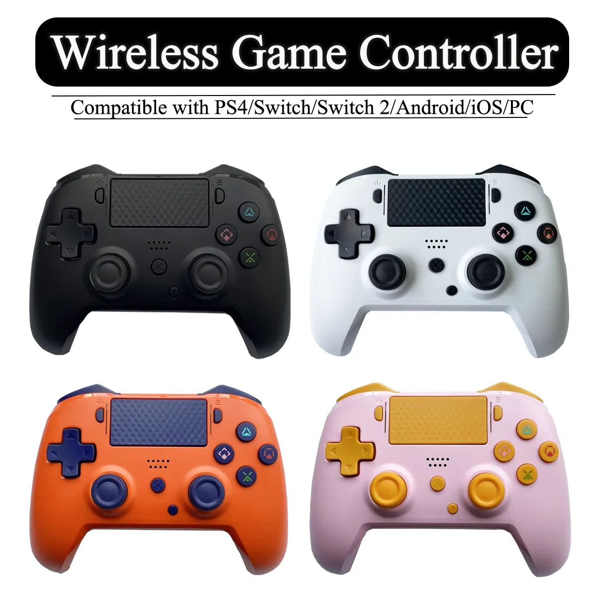 Wireless Controller for PS4, Switch 2 & Switch, RGB, 6-Axis Gyro