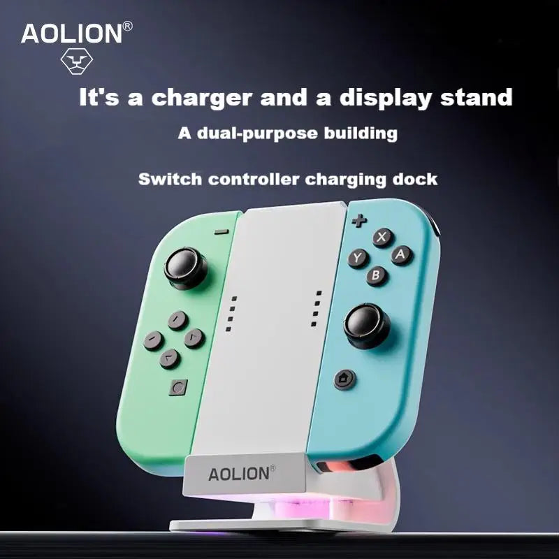 Aolion Charging Grip for Nintendo Switch Joycon, RGB Stand