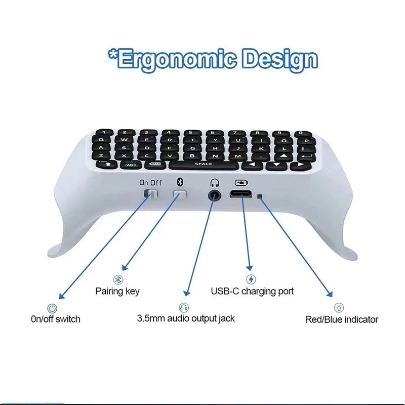 Wireless Bluetooth Keyboard for PS5, PS5 Slim, PS5 Pro Controller