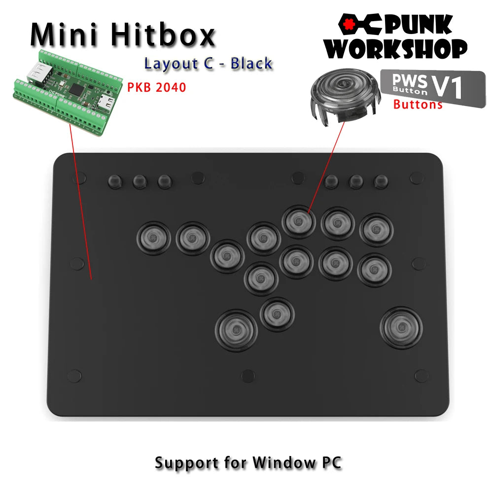 Punk Workshop Mini Hitbox V3 SOCD Fighting Stick for Switch/PC