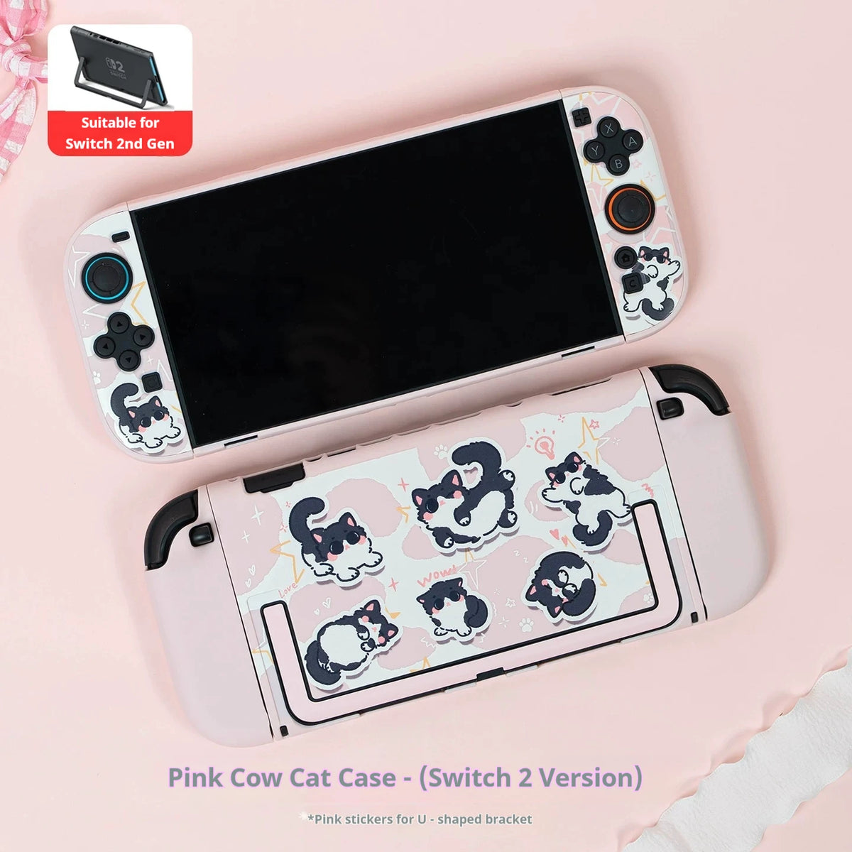 Cute Cat Ns2 Protective Case For Switch Oled Anti Scratch Shockproof Cover 2nd Generation Soft Pink Protective Case Set