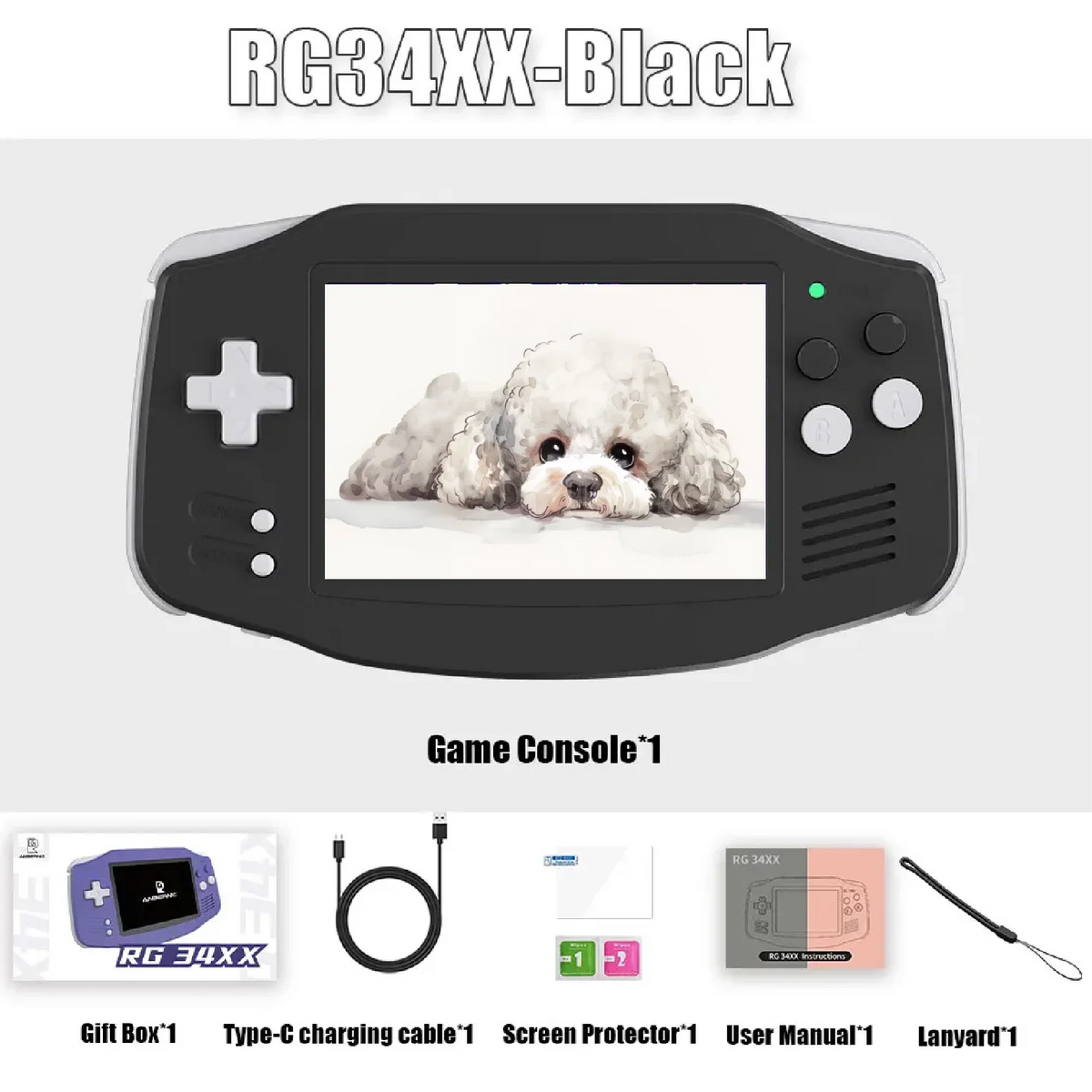 ANBERNIC RG 34XX RG34XX Retro Handheld Game Consoles Video Game Player 3500mAh 256G PSP Game 3.4inch IPS Screen Linux System Hot