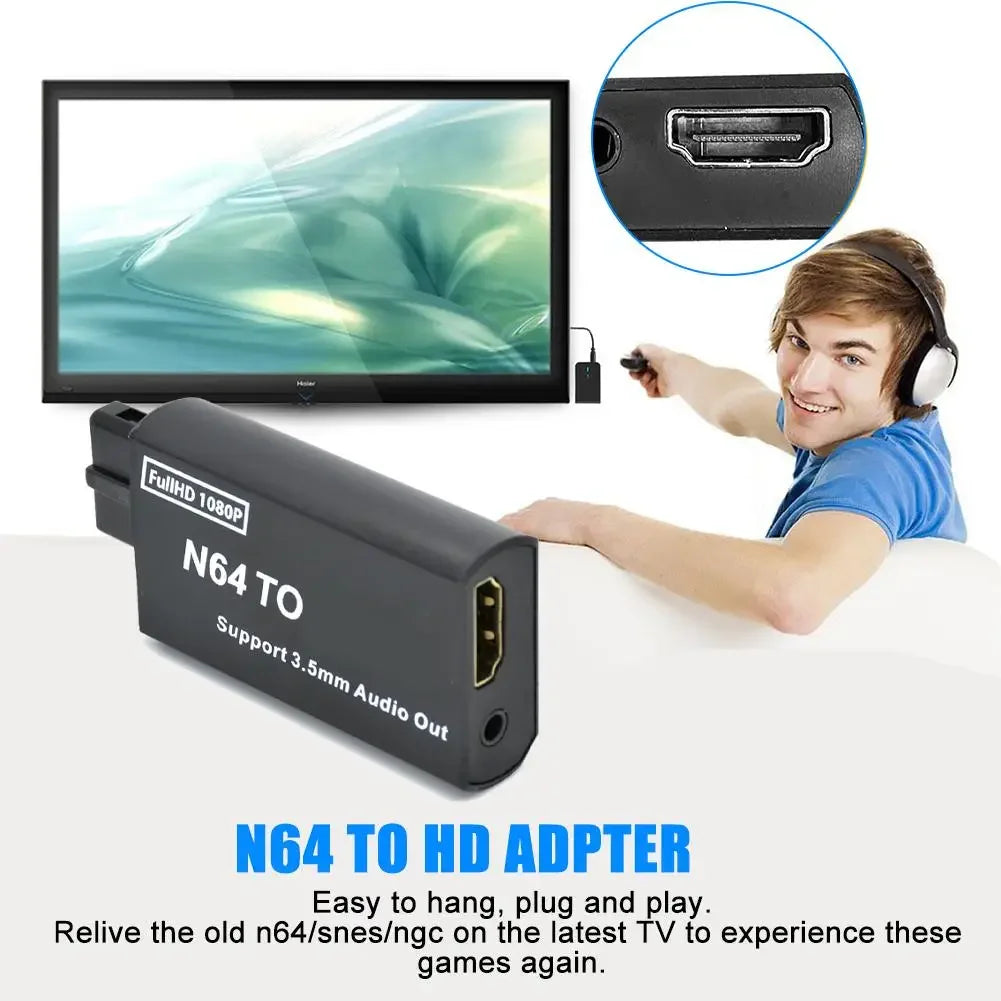 1080P N64 to HDMI-compatible Converter Game Adapter Plug and Play HD Adapter For Gamecube Console For N64/SNES/NGC Accessories