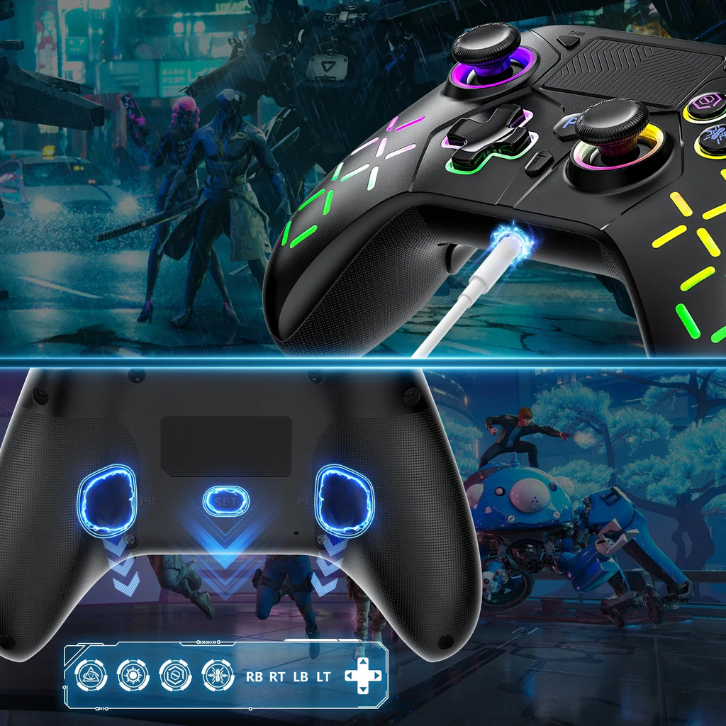 Bonacell Wireless Controller for PS5 PS4 PS3 PC Switch with RGB
