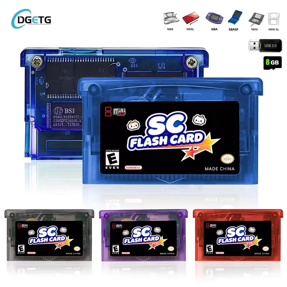 DGETG SCFW V2.0 GBA/GBC Flash Cart, 5000+ Retro Games, 8G TF