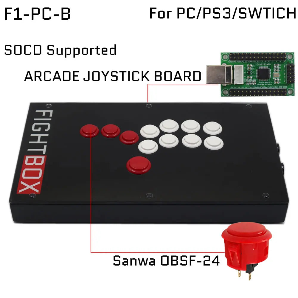 FightBox F1-F9 Sanwa Button Hitbox Arcade Fight Stick for PS4/PC
