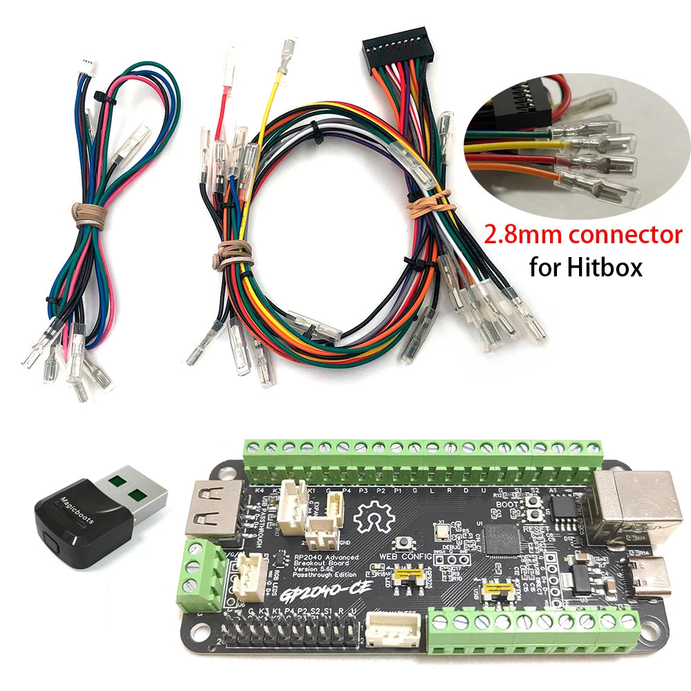 GP2040 Advanced Breakout Board USB Passthrough Fighting Board for Arcade Hit box DIY Fighting Stick Work For PC PS4