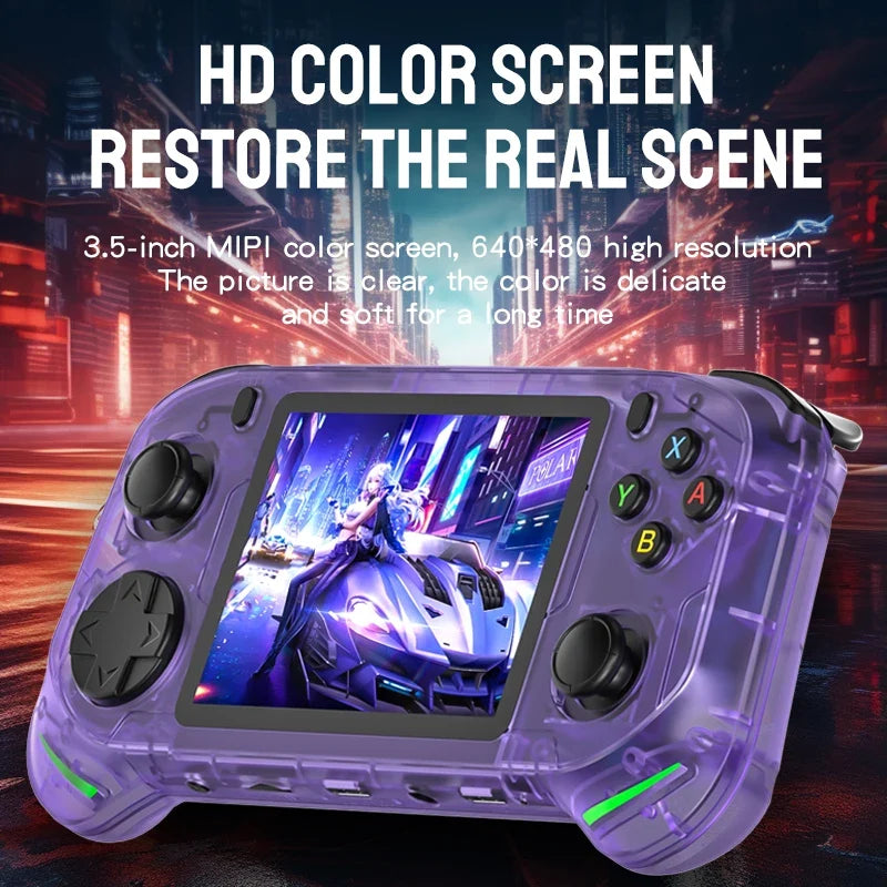 New RX6H Open Source Retro Handheld Video Game Console 3.5 Inch IPS Screen Portable Linux System Pocket Player with 128GB Games