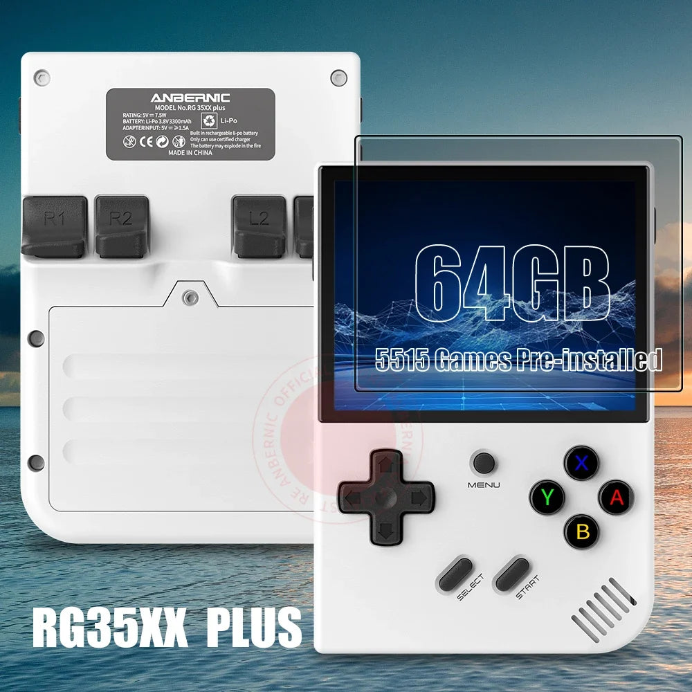 ANBERNIC RG35XX PLUS Retro Handheld Game Player Built-in 64G TF 5000+ Classic Games Support-HDMI TV Portable Game Player
