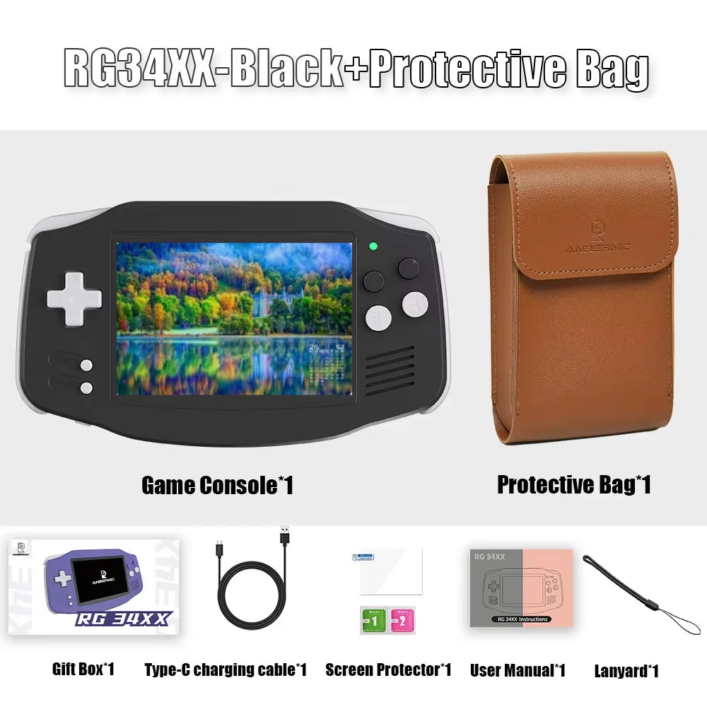 ANBERNIC RG 34XX RG34XX Retro Handheld Game Consoles Video Game Player 3500mAh 256G PSP Game 3.4inch IPS Screen Linux System Hot