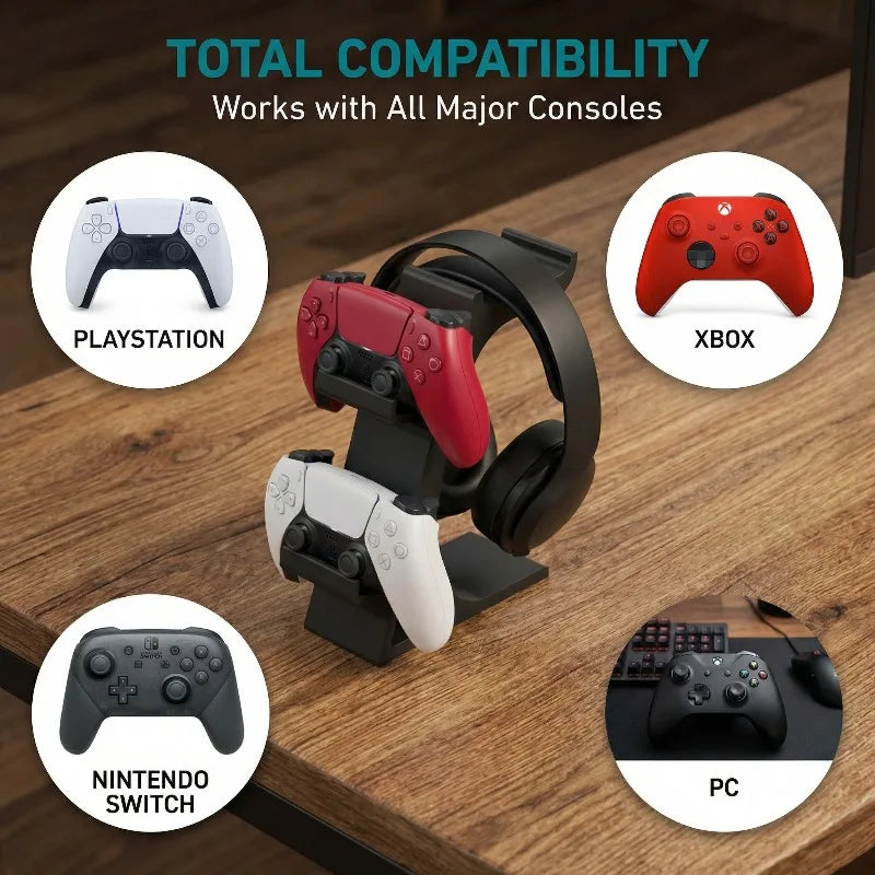 Controller and Headphone Stand for PS5, Switch, PC Gamepads