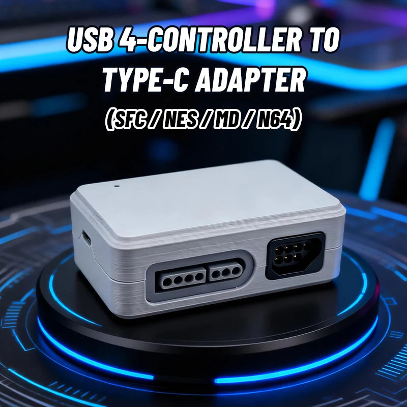 USB 4-controller SFC/NES/MD/N64 Controller To Type-C Interface Adapter 3D Printed Housing 7Pin Controller Interface Controller