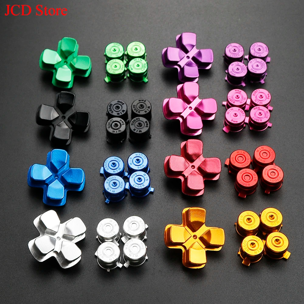 PS4 Thumb Grip Metal Thumb Grips Aluminum Replacement ABXY Bullet Buttons Thumbsticks Chrome D-pad for PS4 SLIM PRO Controller