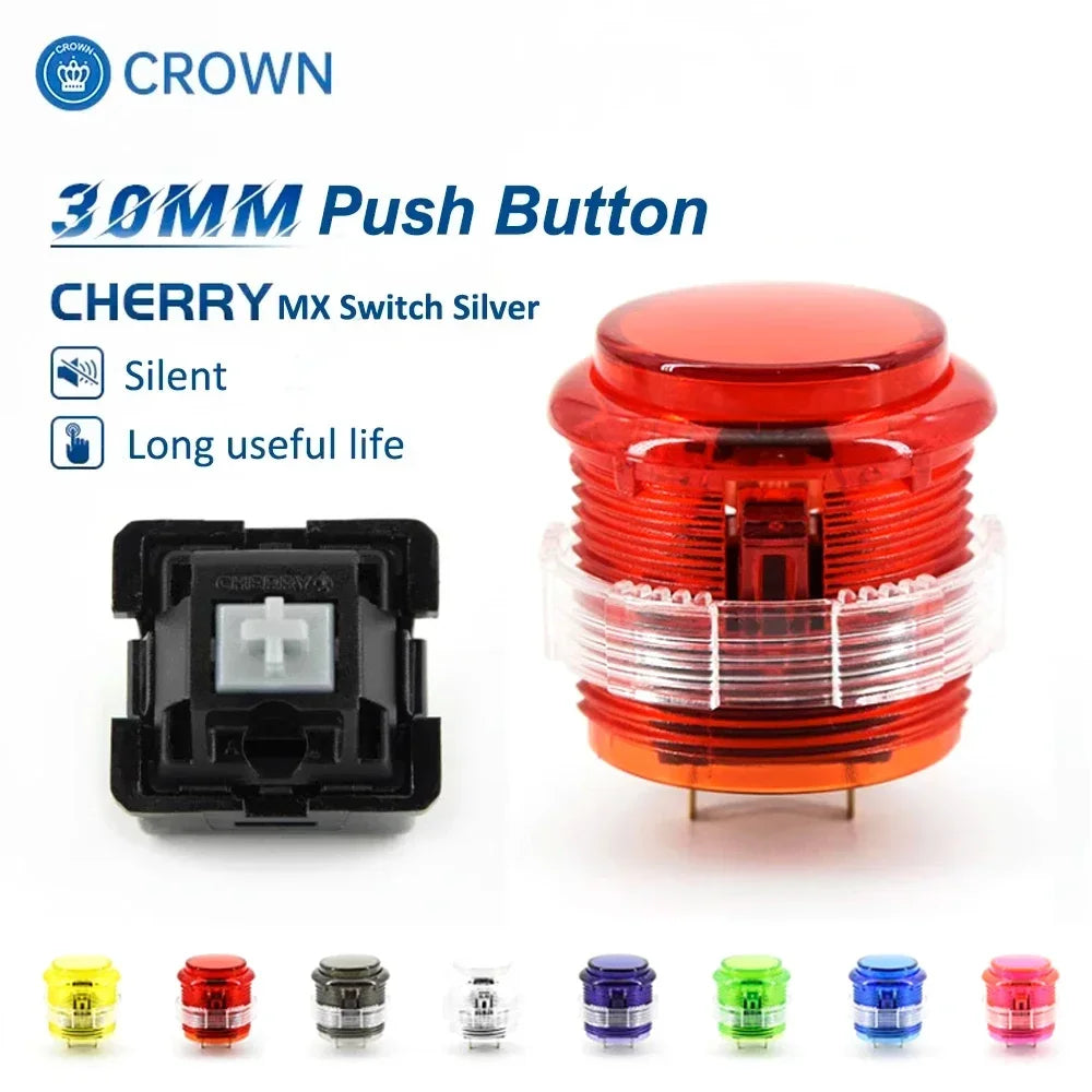 Original Korean CROWN 203C-S 30mm Silent Arcade Push Button Cherry Switch for Fight Stick Hitbox Joystick DIY PC PS3 Xbox