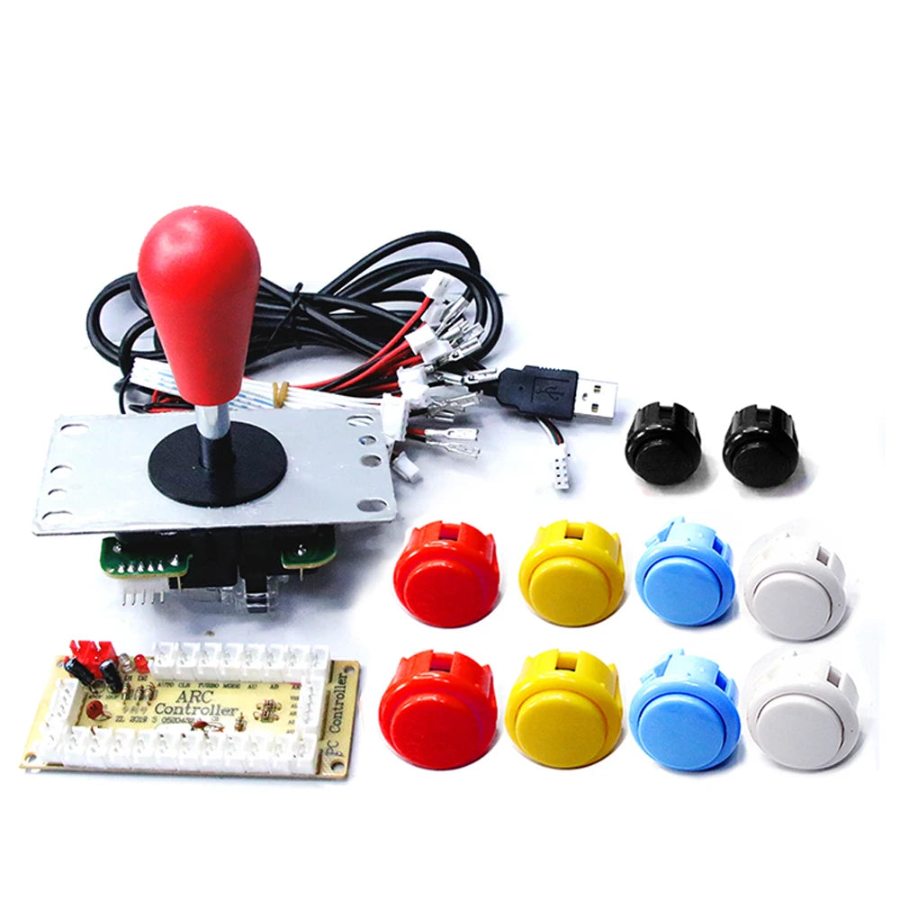 Arcade DIY Kit 8-Way Joystick Buttons USB Encoder, 1P/2P for PC