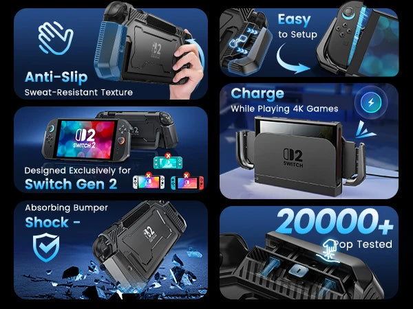 Pop-Up Case for Nintendo Switch 2, BEBONCOOL Ergonomic PC Grip