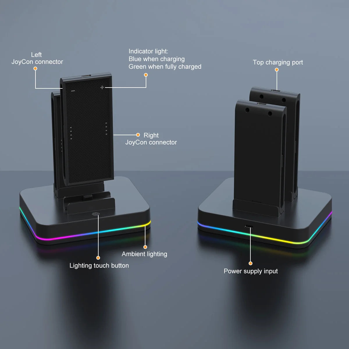 REMANK Nintendo Switch 2 Joy-Con Charging Dock, 4-in-1 RGB