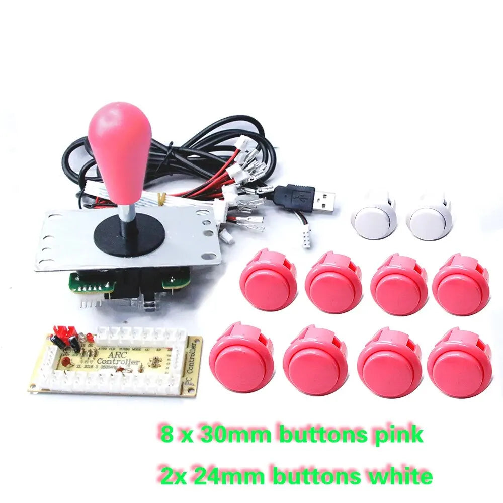 Arcade DIY Kit 8-Way Joystick Buttons USB Encoder, 1P/2P for PC