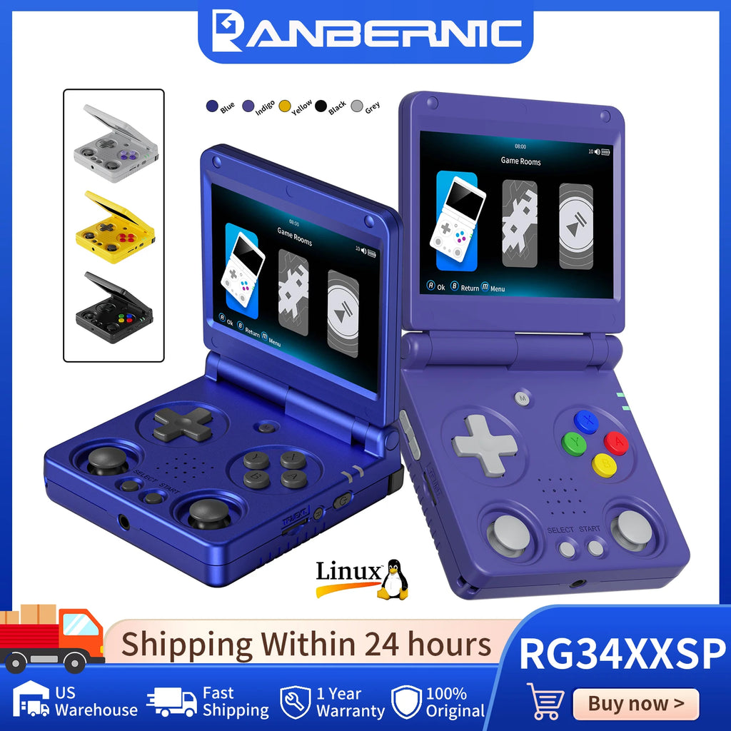 Anbernic RG34XXSP Flip Retro Handheld 3.4-Inch IPS 5K Games