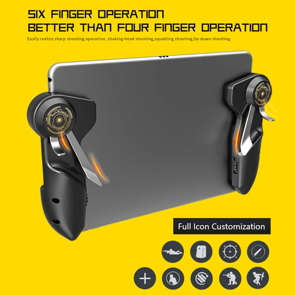 6 Fingers Mobile Phone/Tablet Trigger Gamepad for PUBG, iPad