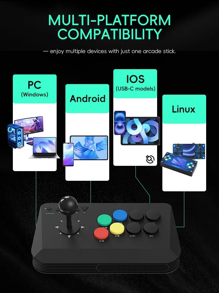 Data Frog Wireless Y3A Max Arcade Stick Fight Joystick for PC TV Box Multi-System Universal Fighting Game Controller