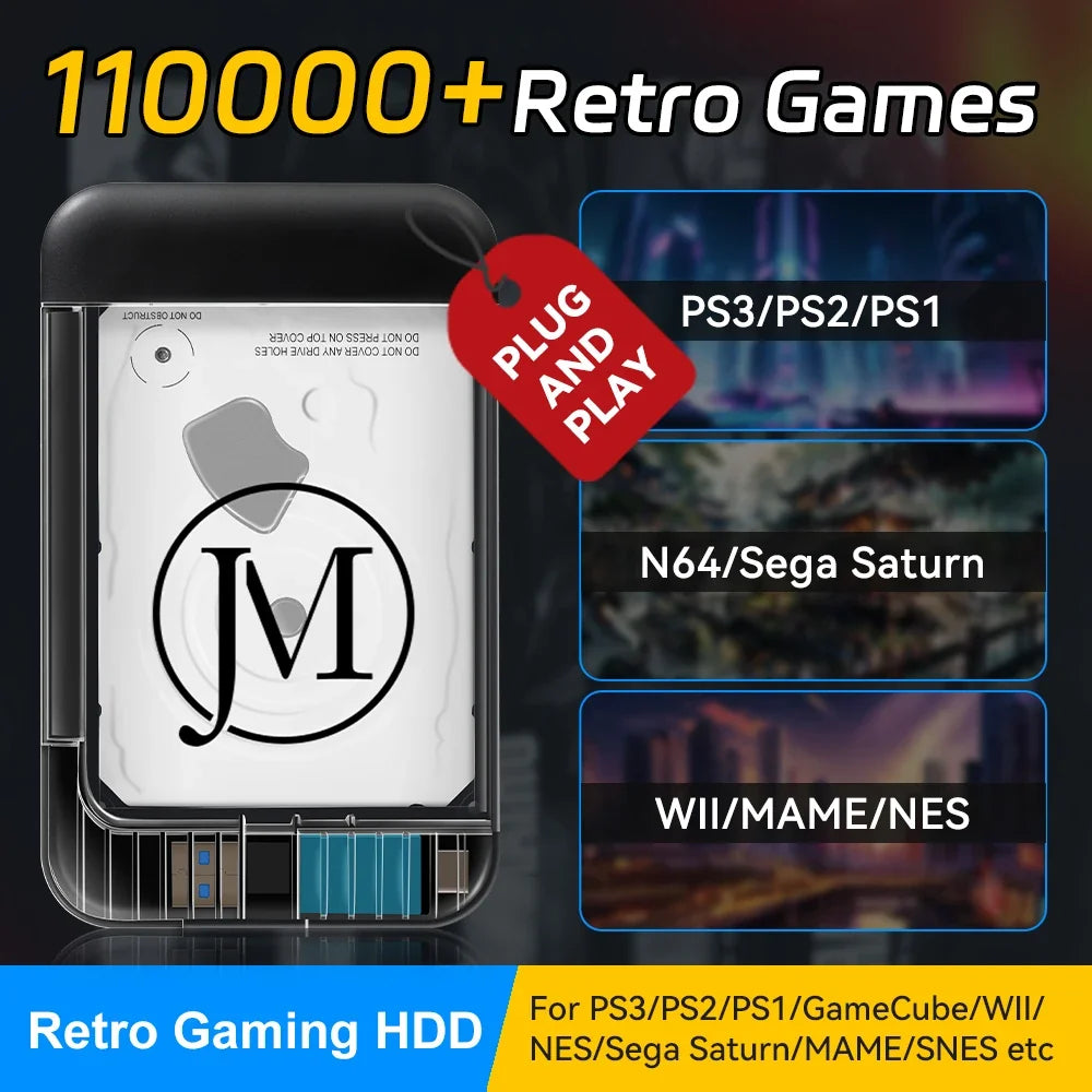 Retro Game HDD for PC, Up to 110000 Games, PS2/PS3/PSP Emulators