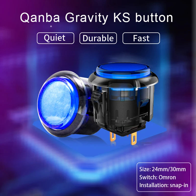 QANBA Gravity KS Silent Arcade Buttons, 30mm/24mm Snap-In