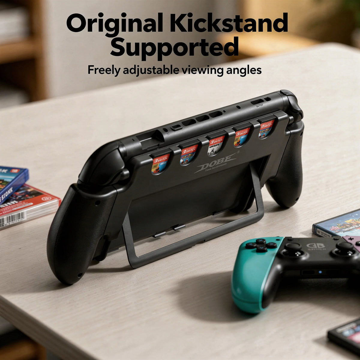 DOBE Grip for Nintendo Switch 2 with 5 Game Card Slots, Anti-Slip