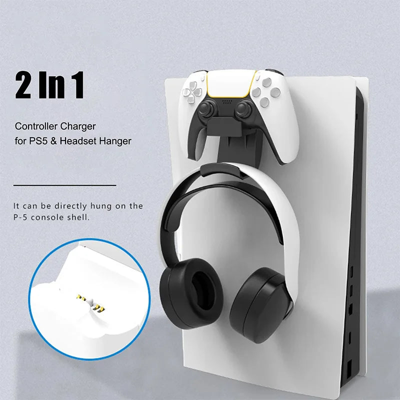 PS5 Controller Charging Dock and Headphone Holder 2-in-1
