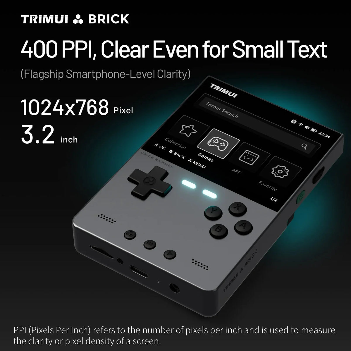 Trimui Brick Hammer 3.2 Inch IPS Retro Handheld, Metal Body