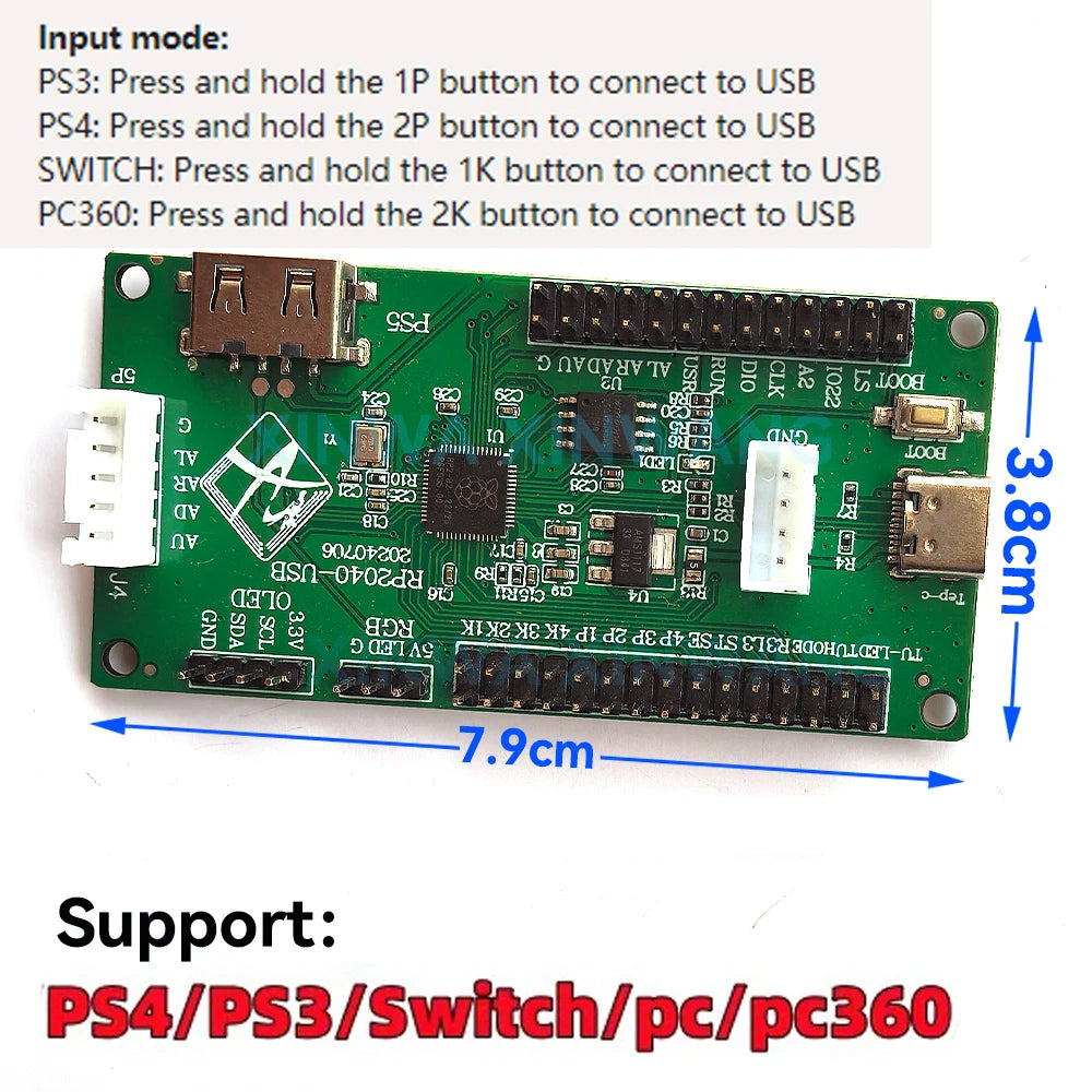 XINWANG ZXL-PICO USB Encoder Board for Hitbox, PC, PS4, Switch