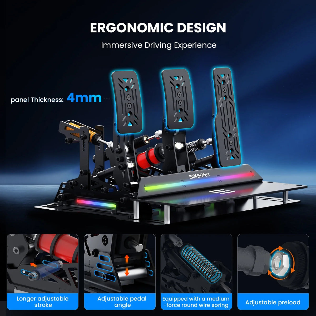 SIMSONN PRO X Ultra Sim Racing Pedals, Load Cell, Hydraulic, PC