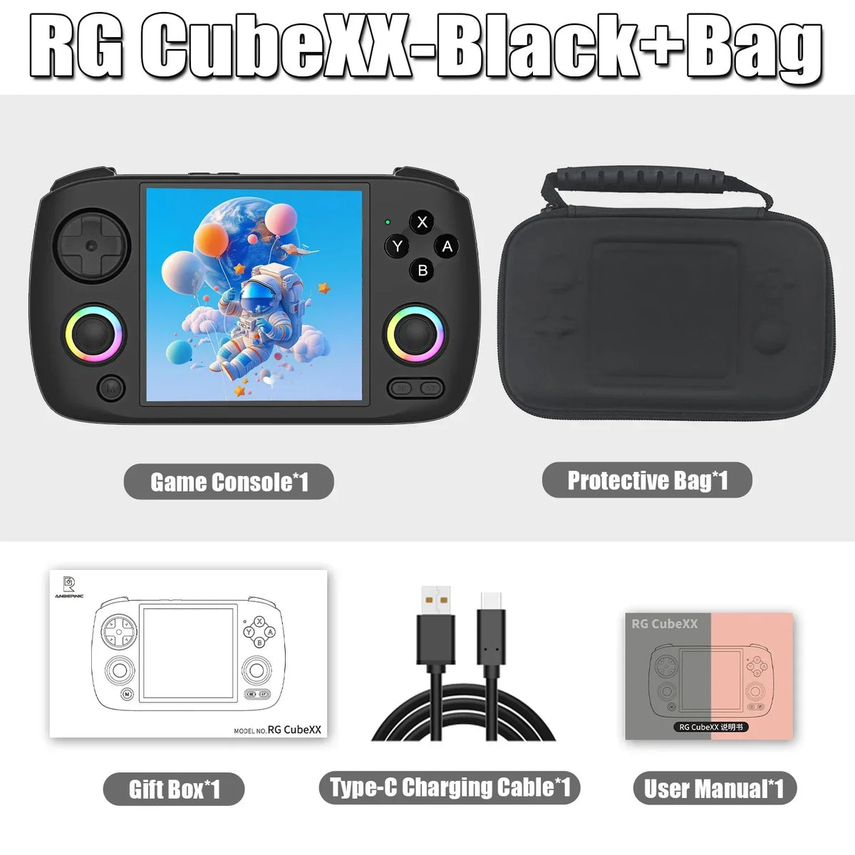 Anbernic RG CubeXX Retro Handheld Game Console 3.95 Inch IPS Screen 64 Bit Linux System With RGB Joystick Lighting HDMI-Support