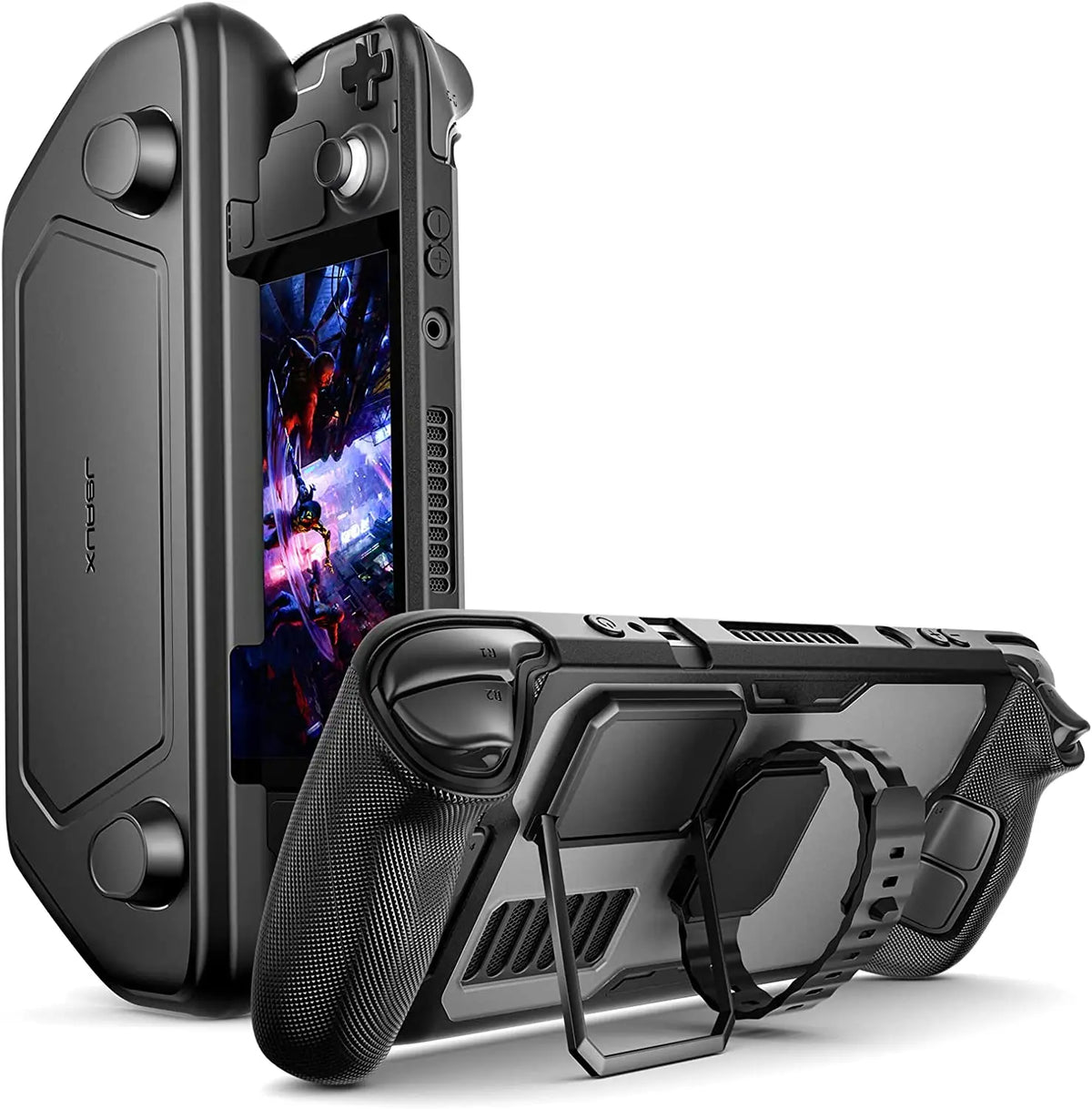 JSAUX PC0104 ModCase for Steam Deck OLED,Protection Case with Front Cover,Back Shell,Metal Bracket and Strap for Steam Deck OLED